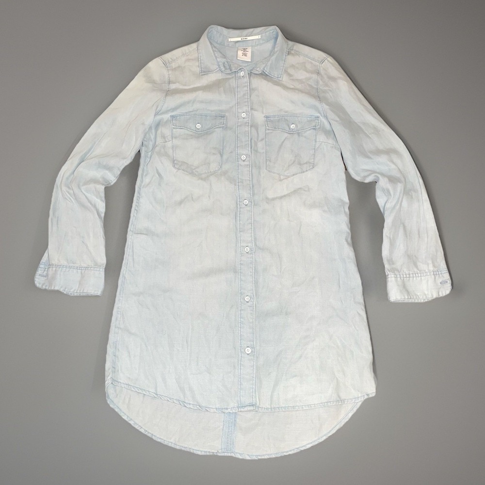 H&M &Denim Women's Light Blue Denim Shirt Dress Size 6 NWT MSRP $30